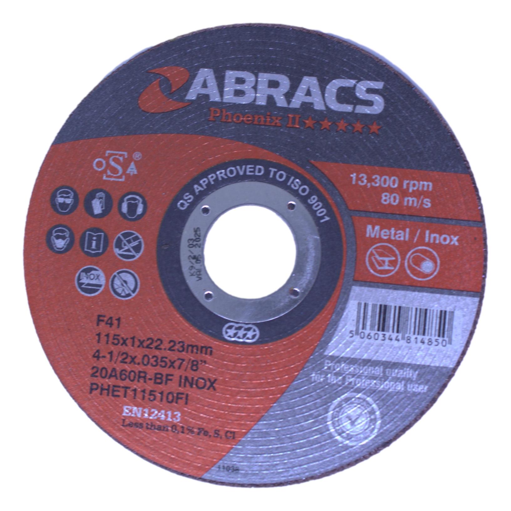 Abracs Phoenix II Cutting Disc (115mm x 1mm) Top